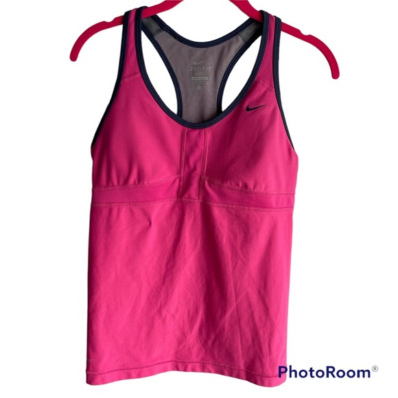 Nike Dri-Fit Pink and Navy‎ Ladies Athletic Running Racerback Tank, M - Picture 1 of 5